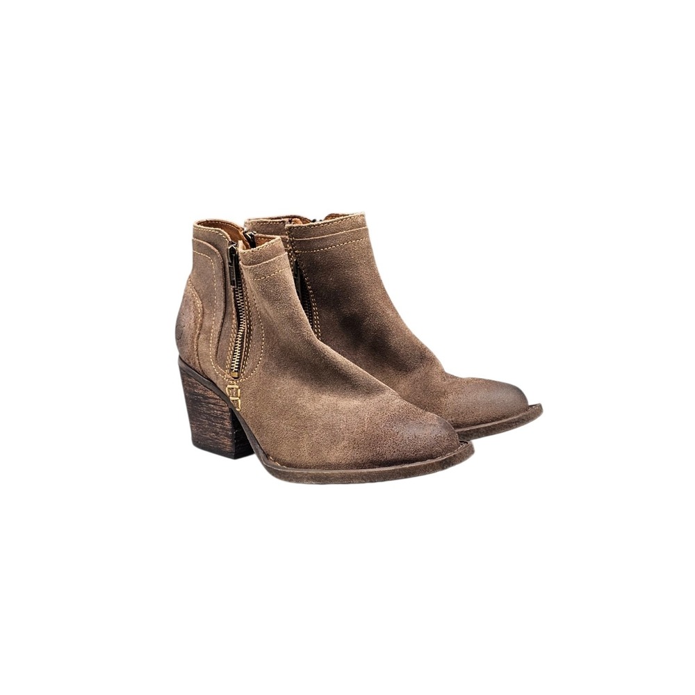 BORN Womens Size 9.5 US NWOB Alana Brown Distressed Suede Size Zip Anjle Booties